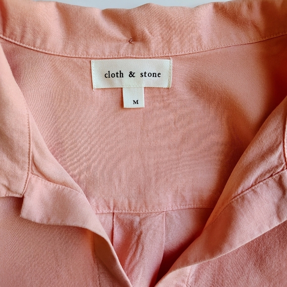 Cloth & Stone By Antropologie Tie-Front Blouse Peach Buttons Lyocell sz M. - Picture 3 of 14